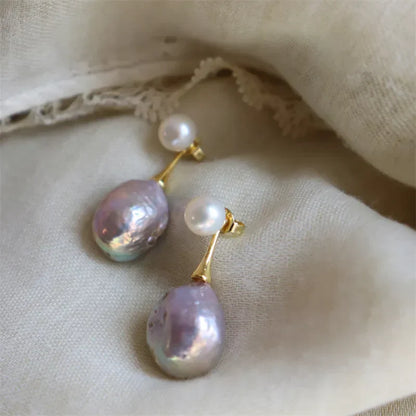 Exquisite Lilac Pearl Earrings | Gold